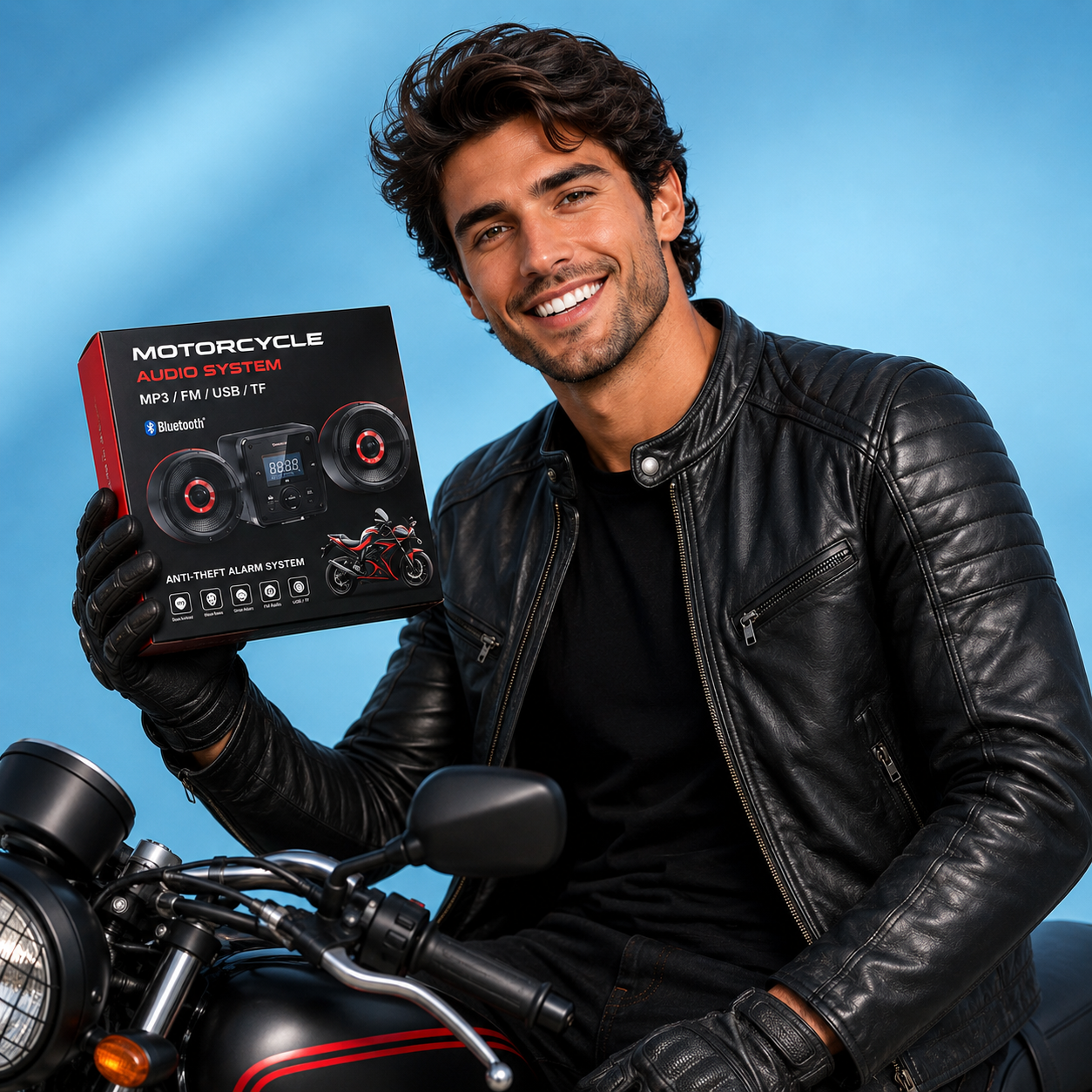 alarma antirrobo para moto y musica bluetooth: Alarma inteligente con sonido de alta potencia