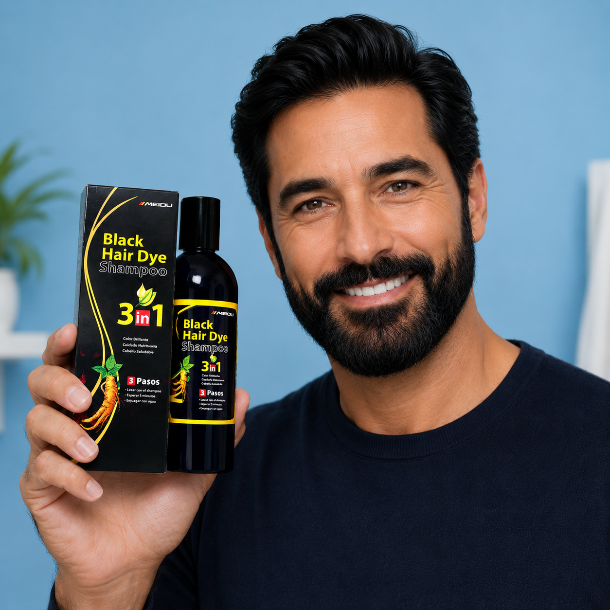 Black Hair Dye Shampoo: Cubre canas rápida y naturalmente
